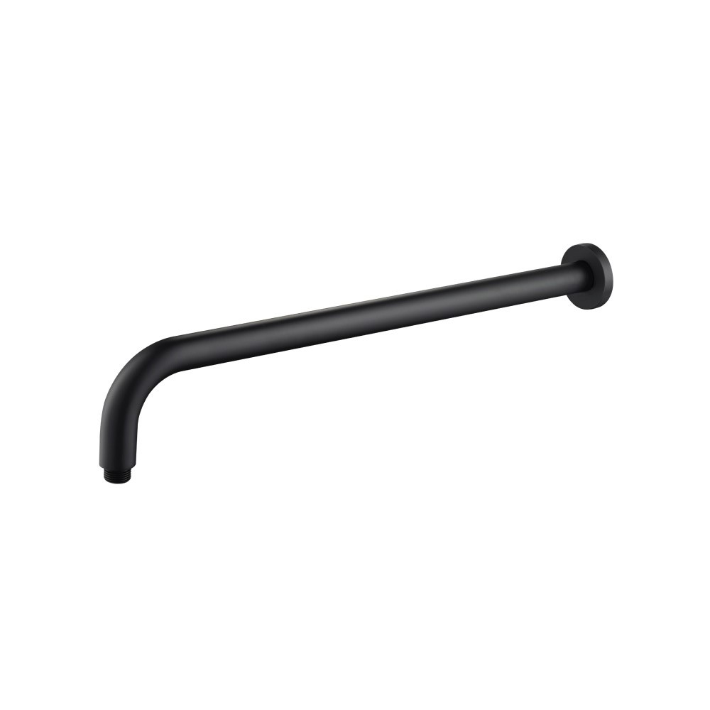 Wall Mount Round Shower Arm - 20" - With Flange | Matte Black