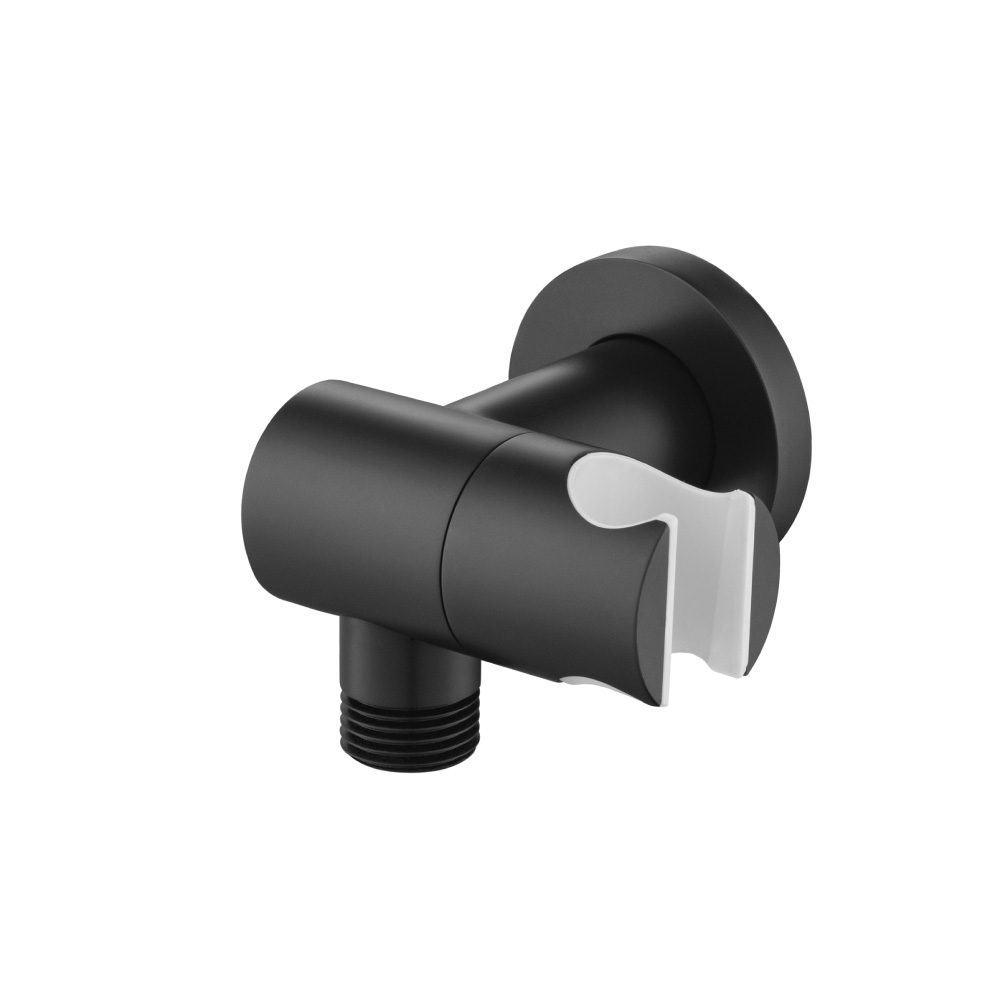 Wall Elbow With Holder Combo - Adjustable Angle | Matte Black