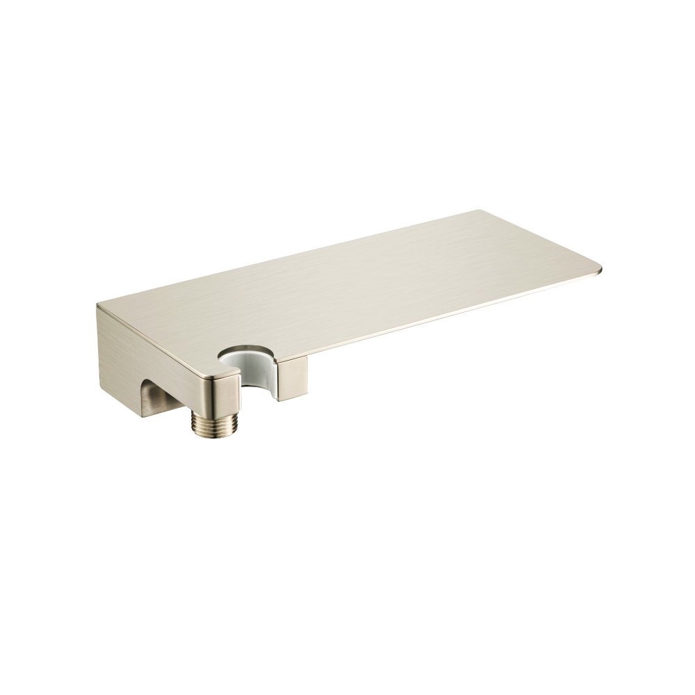 Shower Shelf Thingy With Integrated Elbow & Holder | Brushed Nickel PVD