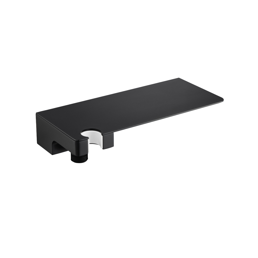 Shower Shelf Thingy With Integrated Elbow & Holder | Matte Black