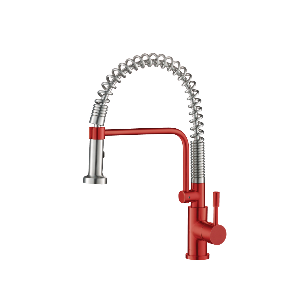 Caso - Semi-Professional Dual Spray Stainless Steel Kitchen Faucet With Pull Out | Deep Red