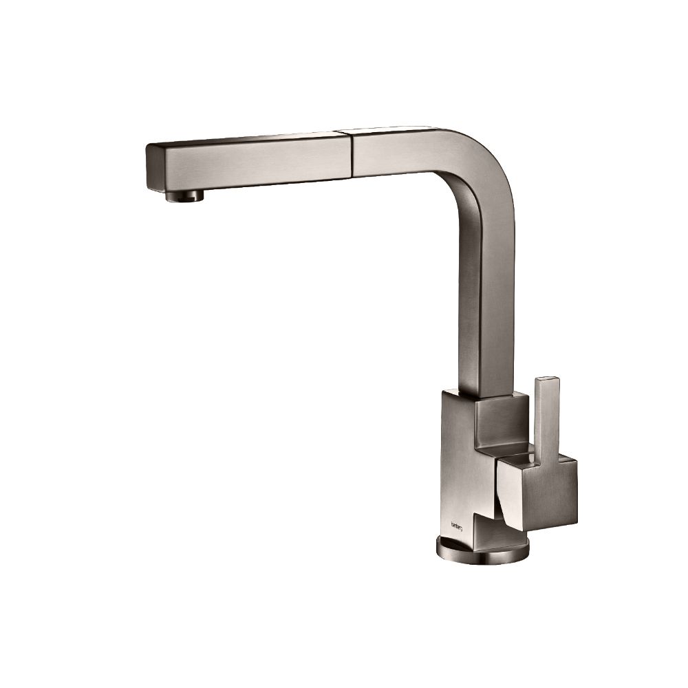 Deus - Dual Spray Stainless Steel Kitchen Faucet With Pull Out | Steel Grey