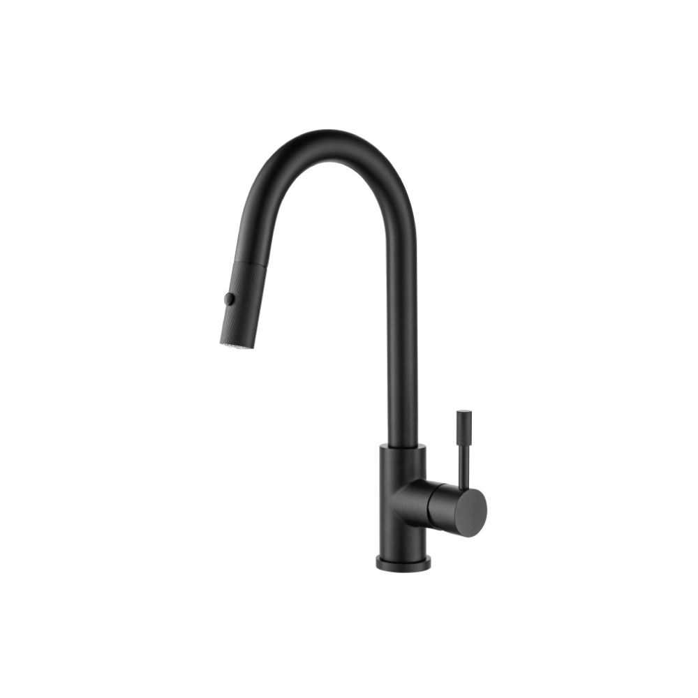 Vasco - Dual Spray Stainless Steel Kitchen Faucet With Pull Out & Knurling | Matte Black