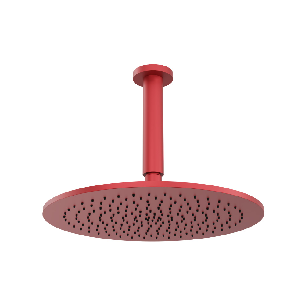 12" Rain Head with 6" Ceiling Mount Arm | Deep Red