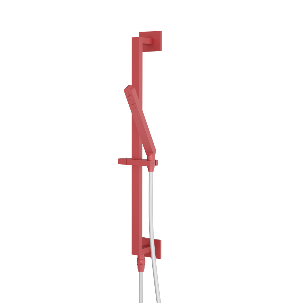 Hand Shower Set with Slide Bar, Integrated Elbow & Hose | Deep Red