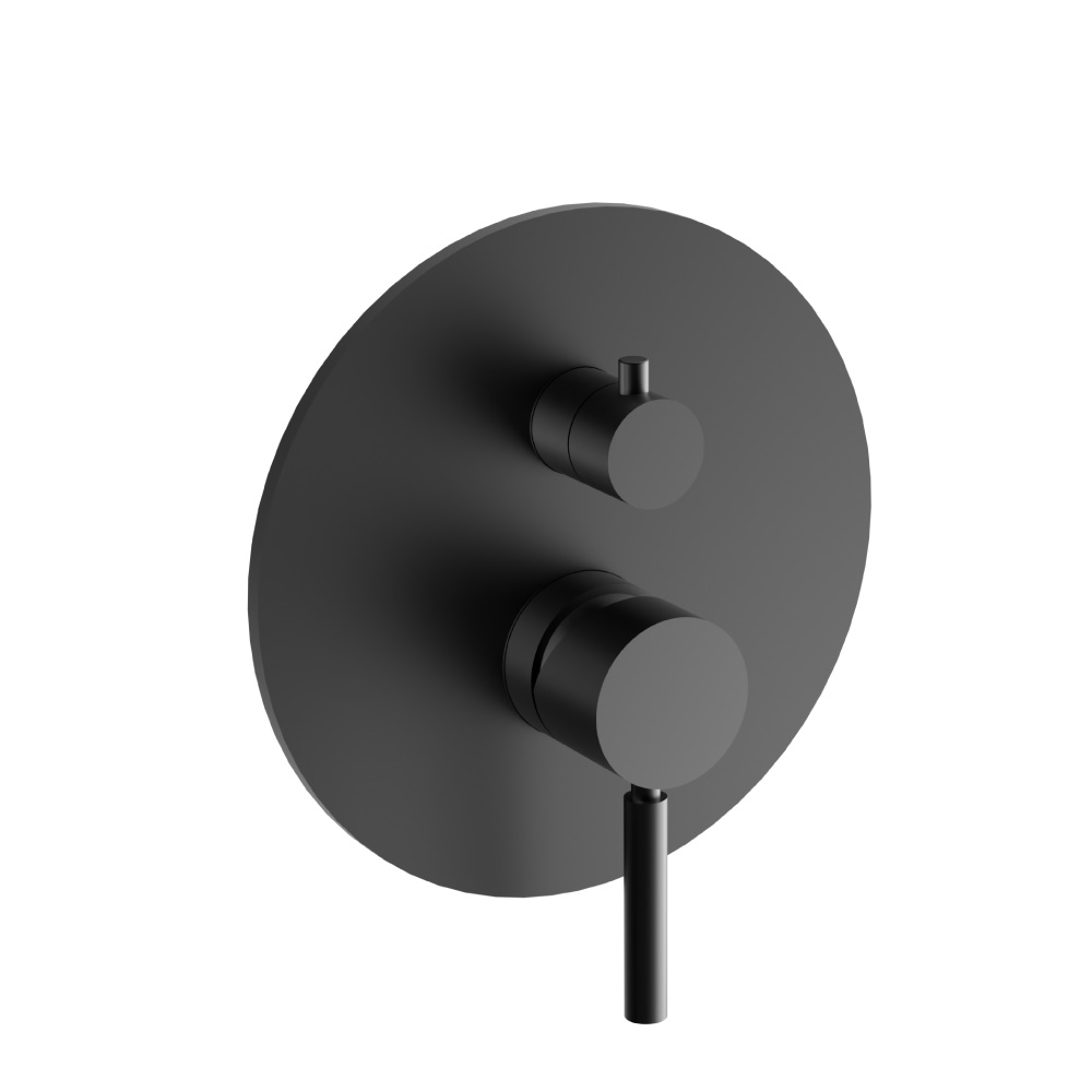 Tub / Shower Trim With Pressure Balance Valve - 2-Output | Gloss Black