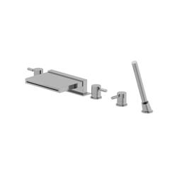 Five Hole Deck Mounted Cascade Flow Roman Tub Faucet With Hand Shower